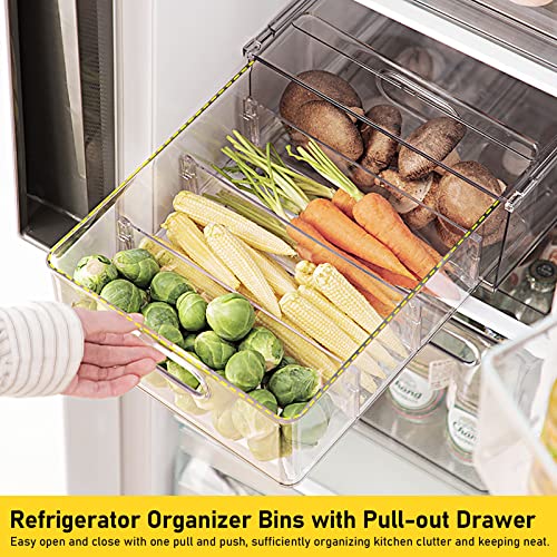 3 Pack Refrigerator Organizer Bins with Pull-out Drawer Stackable - Image 3