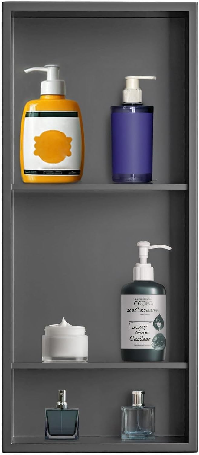 Shower Niche, Stainless Steel Elegant Bathroom Niche, No Tile Needed Recessed Shower Shelf Organizer for Storage
