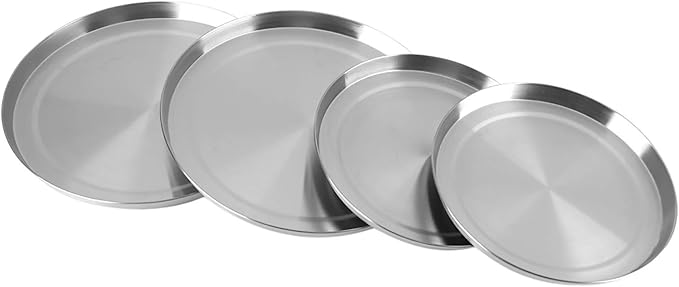 Stainless Steel Round Stove Burner Covers, 2PCS 8.07in and 2PCS 6.5in Round Gas Electric Range Top Covers for Extra Counter Space Heatproof and Decorative Kitchen Organizer