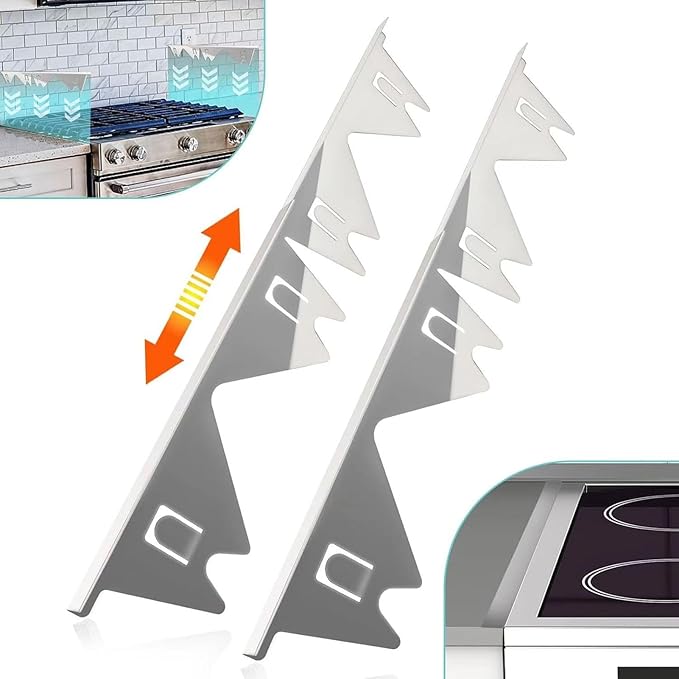 2Pcs Stainless Steel Stove Gap Fillers, Adjustable Kitchen Stove Counter Gap Cover Range Trim Kit for Kitchen Countertop