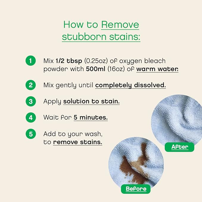 AspenClean Unscented Oxygen Bleach Powder | Color Safe Laundry Stain Remover | Bleach Alternative | EWG Verified™, Hypoallergenic, Non-Toxic | 45 Loads