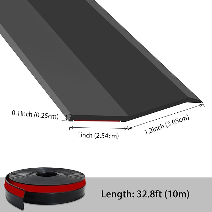 32.8ft Universal Garage Door Top and Sides Seal Strip, Waterproof Self Adhesive Professional Sealing Includes 40pcs Screws, Black