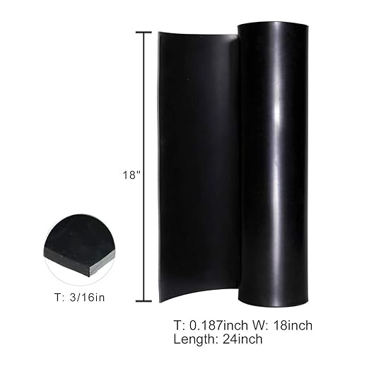 TORRAMI Neoprene Rubber Sheet Roll 3/16" (.187") Thick x 18" Wide x 24" Long for DIY Gaskets, Pads, Seals, Crafts, Flooring,Cushioning of Anti-Vibration, Anti-Slip