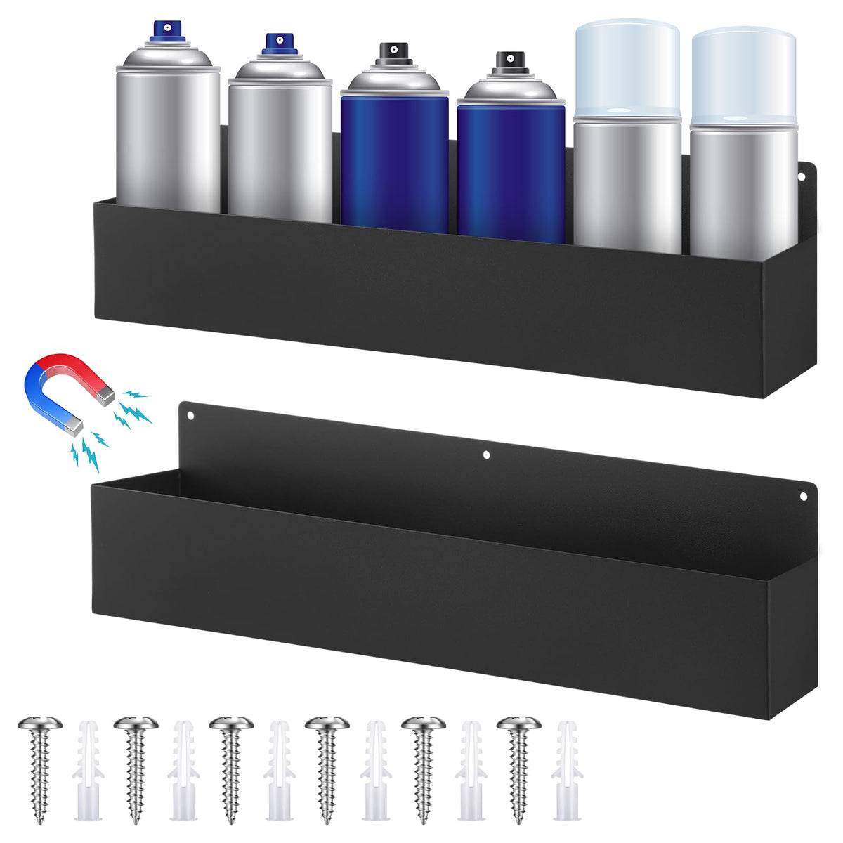 2 Pcs Magnetic Aerosol Spray Can Holder, 16.54 x 3.15 x 4.33 Inch - Image 1