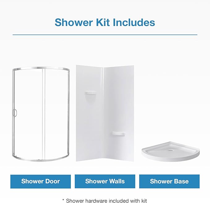 OVE Decors Breeze 38 in. Corner Shower Clear Sliding Door with Walls and Base in Satin Nickel Finish