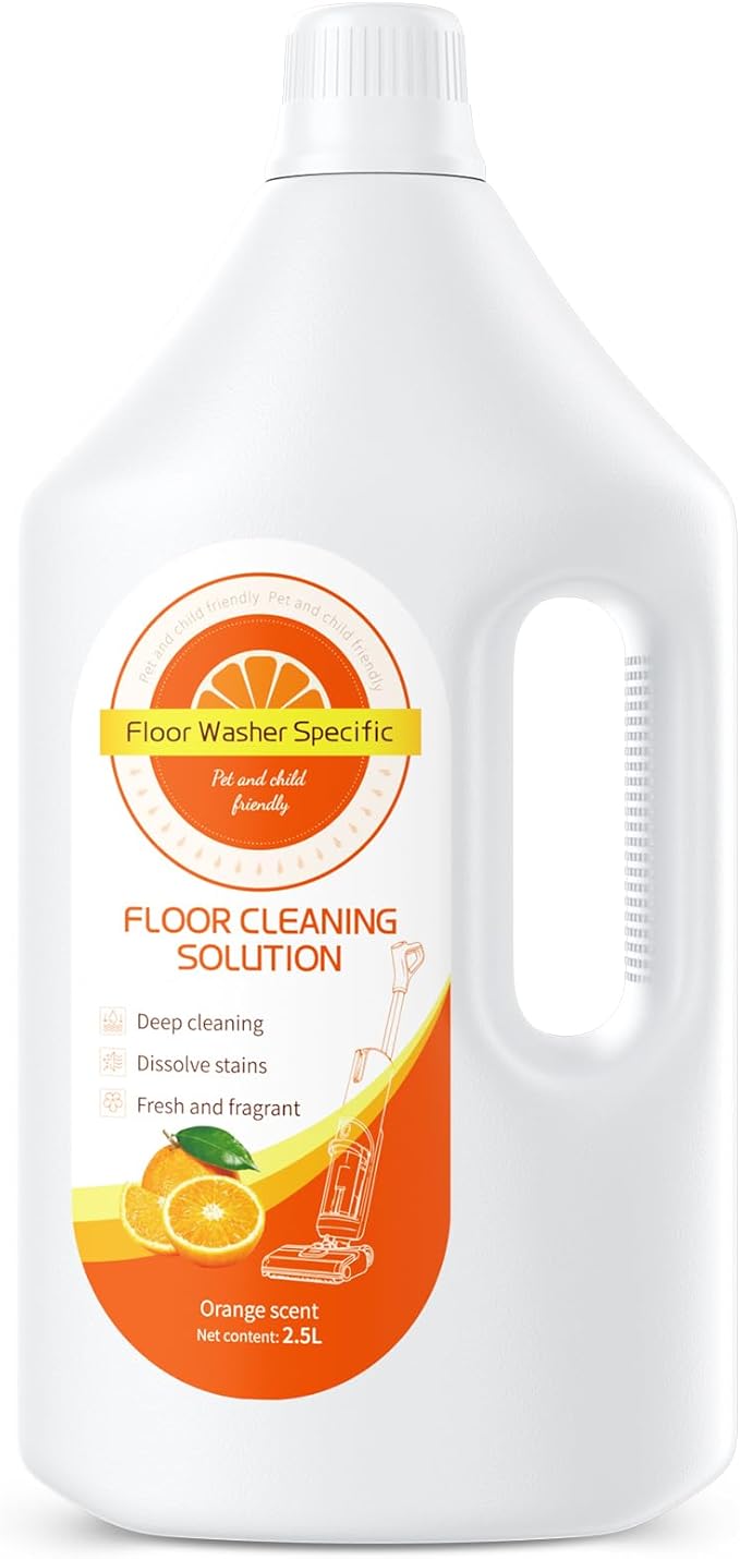 Floor Cleaner Compatible with Tineco Cleaning Solution, Suitable with All Robotic Vacuum Mop and Cordless Wet/Dry Vacuum Mop Cleaner, Multi-Surface Deodorizing & Cleaning Solution (2.5 L, Orange)