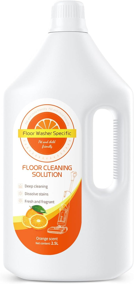 Floor Cleaner Compatible with Tineco Cleaning Solution, Suitable with All Robotic Vacuum Mop and Cordless Wet/Dry Vacuum Mop Cleaner, Multi-Surface Deodorizing & Cleaning Solution (2.5 L, Orange)
