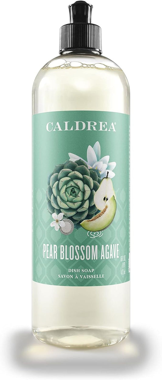 Caldrea Dish Soap, Biodegradable Dishwashing Liquid made with Soap Bark and Aloe Vera, Pear Blossom Agave Scent, 16 oz