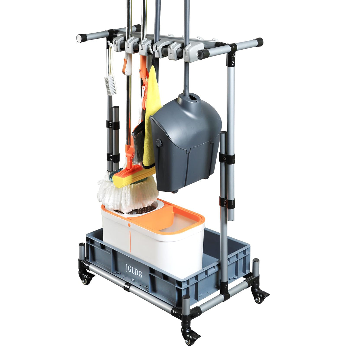 Freestanding Mobile Cleaning Tool Storage Rack, Mop and Broom - Image 1