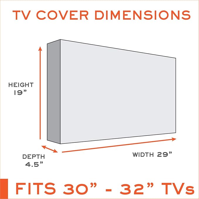 Outdoor TV Cover 30-32 inch - WITH FRONT FLAP - Weatherproof, Waterproof protection, Soft Interior, With Bottom cover - Black