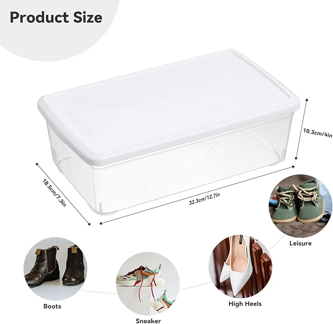 novelinks 6 Quart Clear Plastic Storage Bins with White Lids Stackable Box Craft Storage Organizing Container,12 Pack