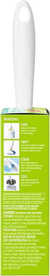 Scotch-Brite Disposable Toilet Scrubber Starter Kit, Disposable Refills with Built-in Bleach Alternative, Includes 1 Handle, Storage Caddy and 5 Refills