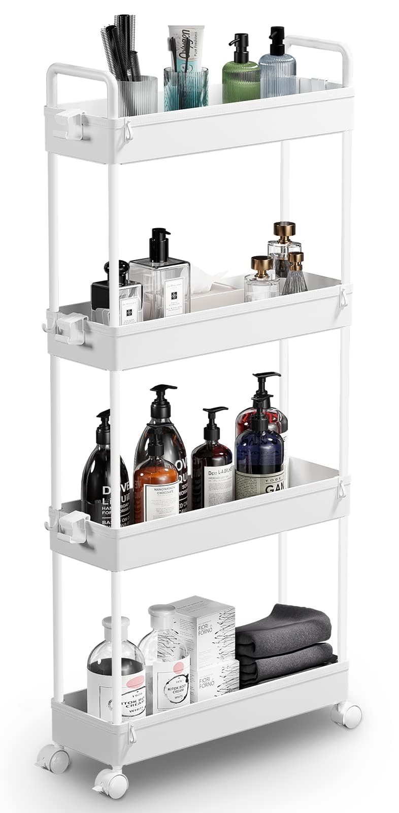 SOLEJAZZ Slim Rolling Storage Cart Skinny Bathroom Organizer, 4 - Image 1