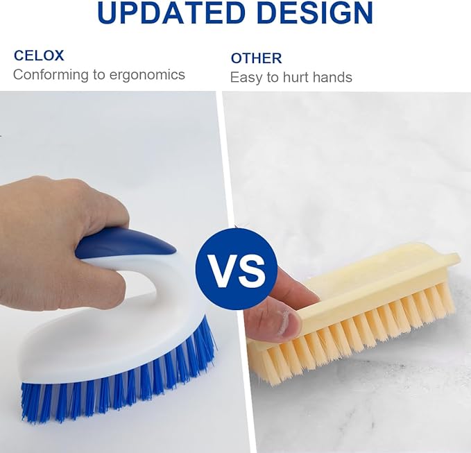 CELOX Carpet Cleaning Brush, Heavy Duty Scrub Brush with Handle and CELOX Stiff Bristle Brush for Cleaning
