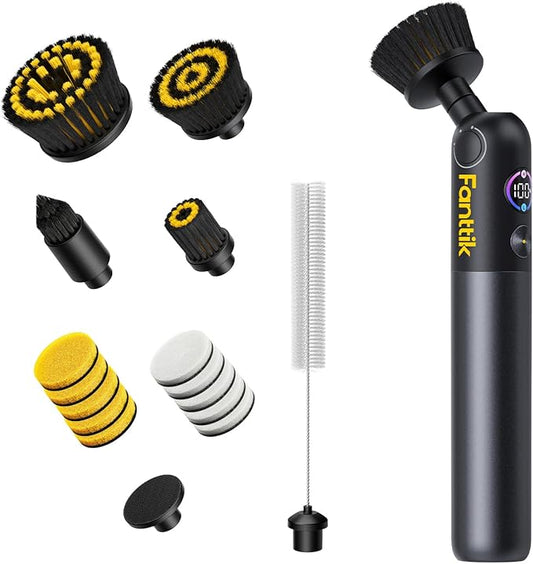 Fanttik Flip G10 Nano HomeCare Cordless Electric Spin Scrubber, 360° High-Torque Rotation, 2-Speed & 3-Angle, IPX7 Waterproof Cleaning Brush with 7 Brush Heads for Grout, Tiles, Sinks, Crevices