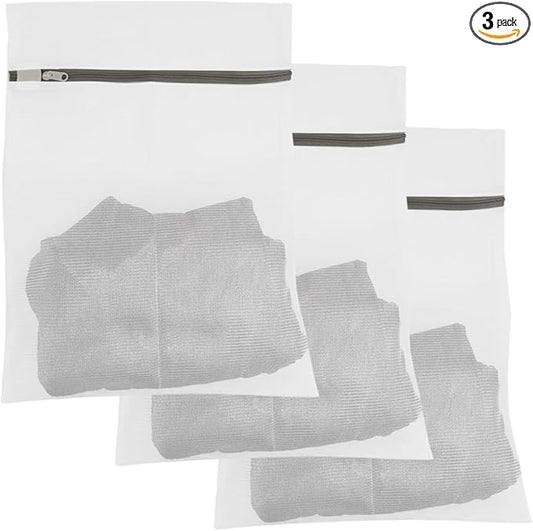 3Pcs Mesh Laundry Bags with Sturdy Zipper, Durable Laundry Room Essentials, Travel Storage Organize Bag, Clothing Laundry Delicates Washing Bags for laundry, Blouse(3 Small), XYD-CA