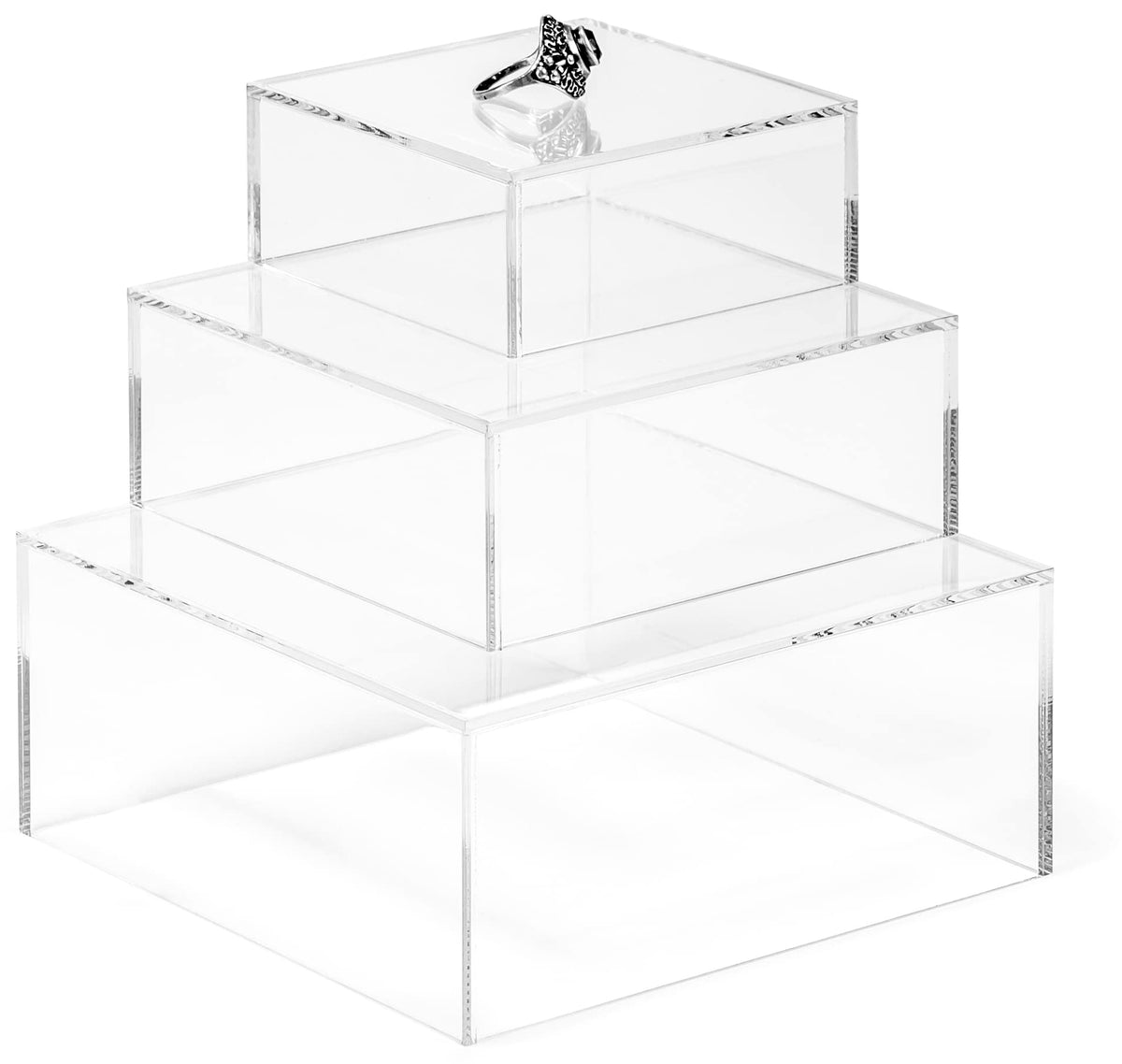 Red Co. Crystal Clear Small Acrylic Cubic Display Riser Stands - Image 1