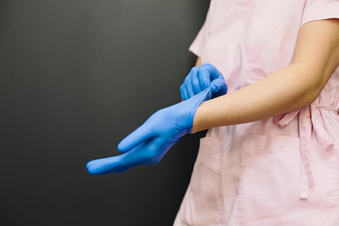 200 Count Nitrile Gloves Disposable Latex Free Assorted Sizes Disposable Gloves - Cleaning, Kitchen, Fix, Food Prep, Protective(Blue, Large 100 Count + Small 100 Count)