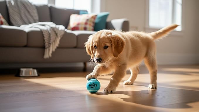 The Little Dog’s Balls Dog Tennis Balls for Small Dogs & Puppies, Blue, 6-Pack - Non-Abrasive Felt Fetch Balls, Tough Rubber Core, Float in Water