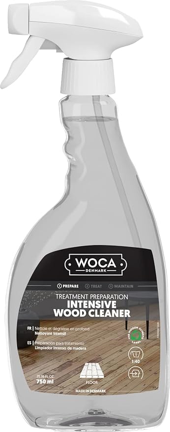 WOCA Denmark Intensive Wood Cleaner 750 ML, Ready to use spray for the preparing and treatment of raw wood.