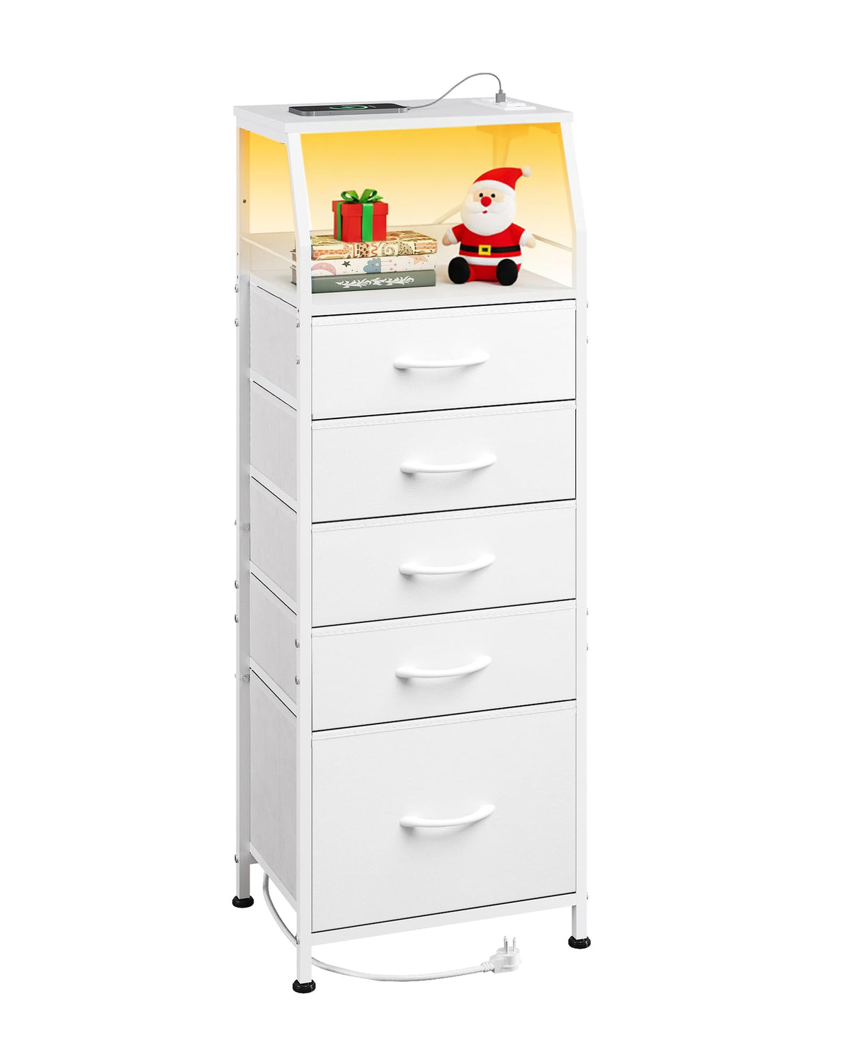 WLIVE Night Stand with Charging Station, White LED 5 | All Products - Image 1