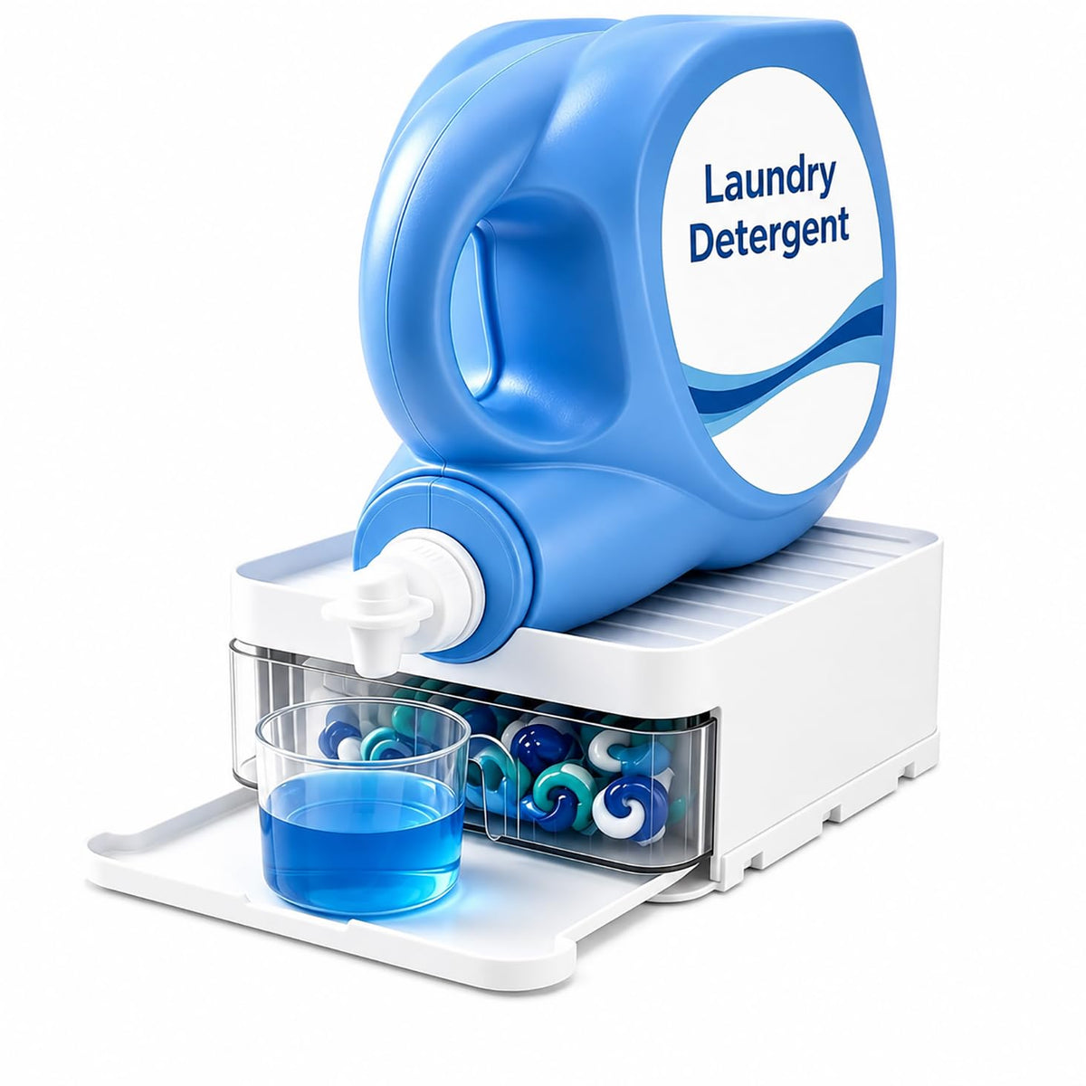 Laundry Detergent Holder with Pod Storage Drawer & Drip - Image 1