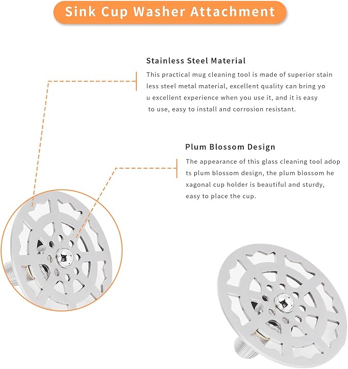 Cup Rinser Faucet Head, Stainless Steel Automatic Cup Washer, Bar Glass Rinser Faucet for Bar Hotel Cafe Restaurant Kitchen Sink Accessories