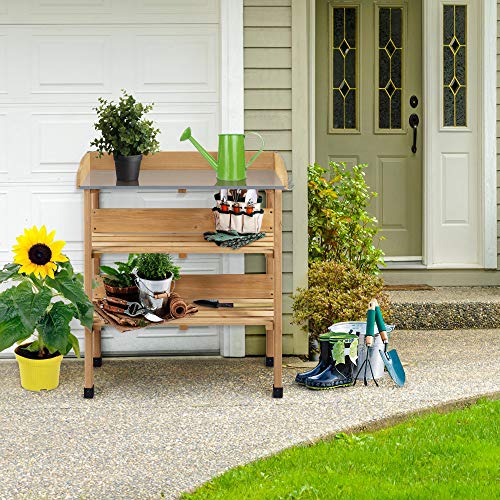 Yaheetech Potting Bench Outdoor Console Table w/3-Tier - Image 5