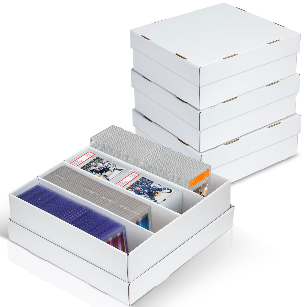 4 Pack Trading Card Storage Box - 4 Rows, Cardboard - Image 1