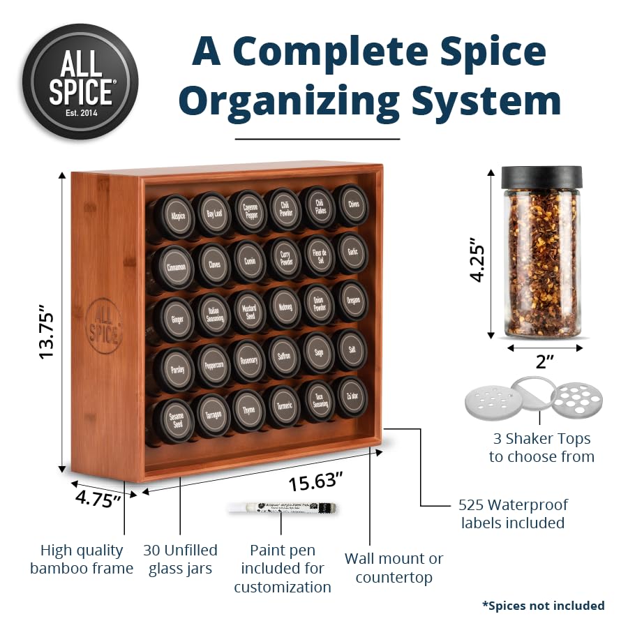 AllSpice Spice Rack Organizer, Wood - Image 4