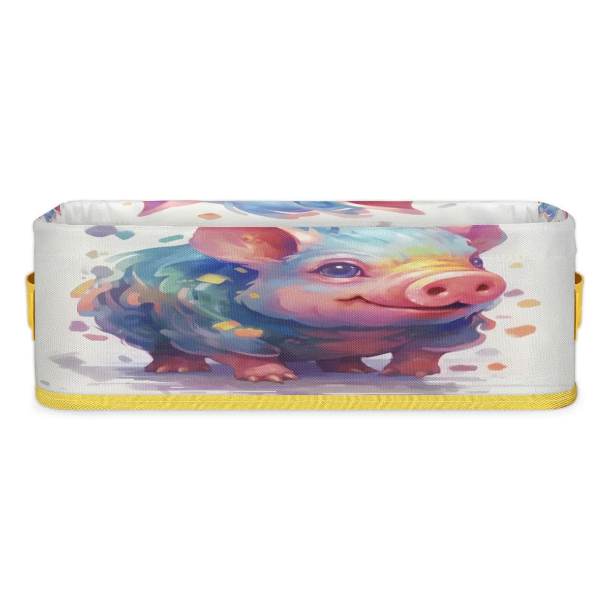 Animal Pig Dirty Bathroom Storage Basket, Foldable with Handle - Image 1