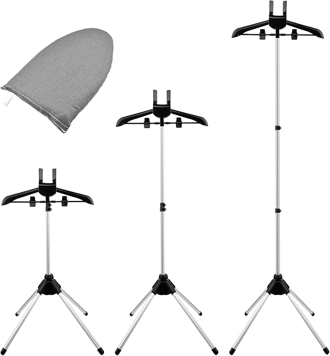 Garment Steamer Hanger Stand & Ironing Gloves Set – Adjustable Steamer Stand for Clothes Hanger, Portable Handheld Steamer Rack, Steam Ironing Accessories for Clothes‌