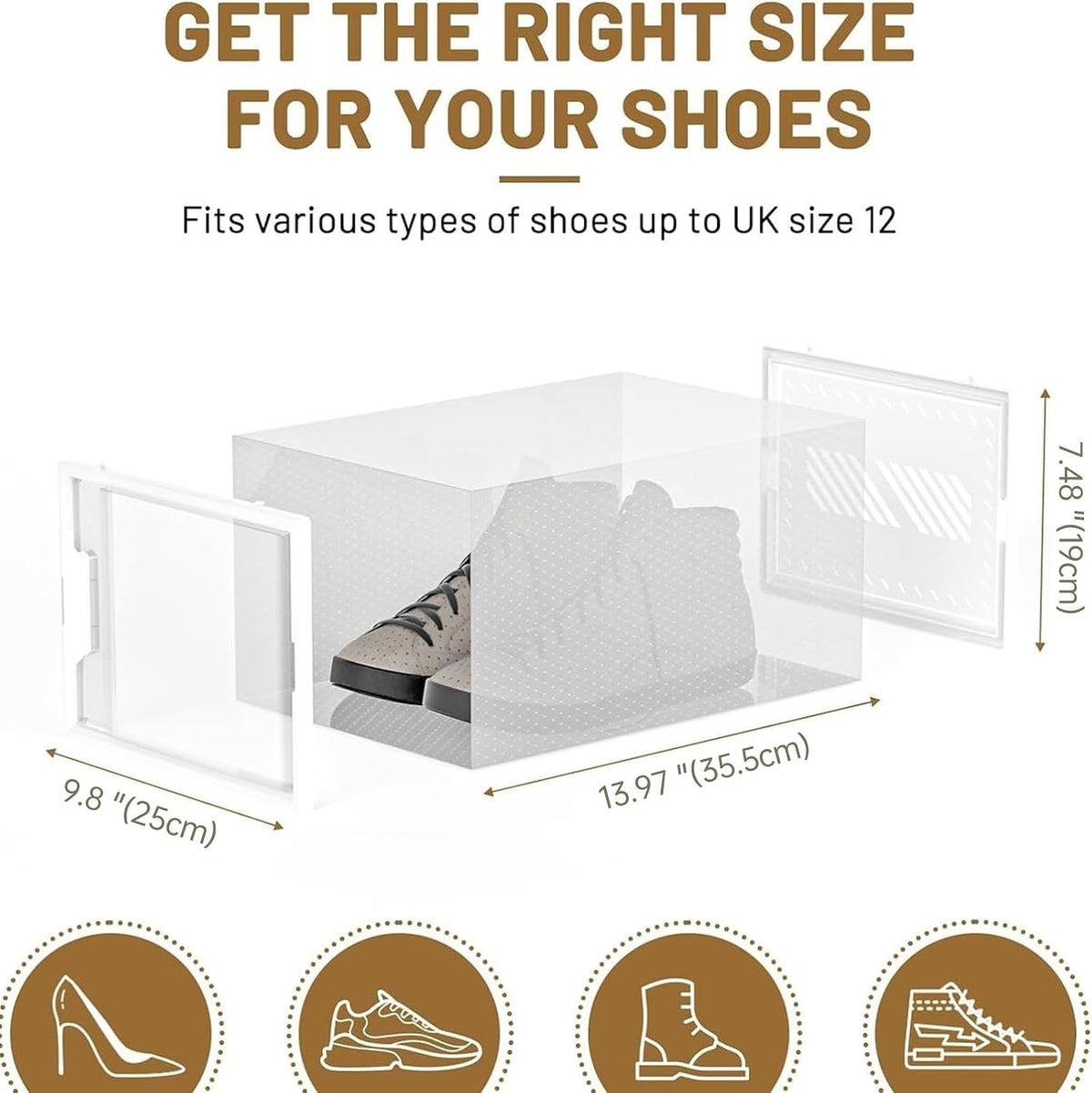 Clear Stackable Shoe Storage Boxes, 12-Pack