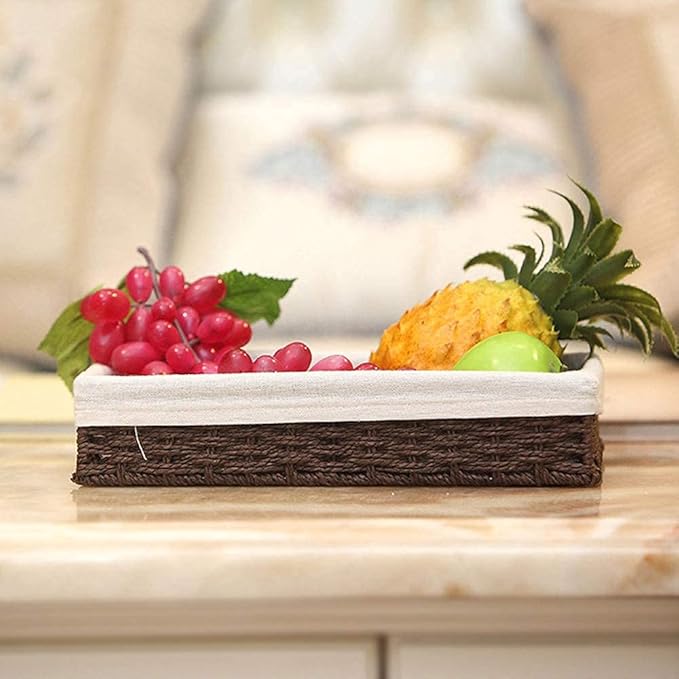 3Pcs Paper Rope Woven Storage Baskets, Delicate Storage Box for Shelves/Bathroom/Kitchen/Living Room/Office Desk/Bedroom. (Brown)