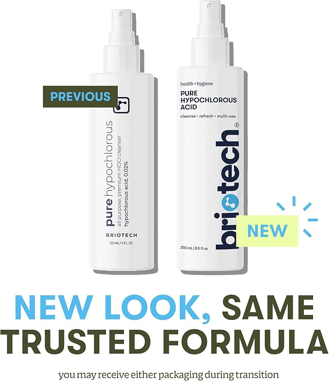 BRIOTECH Pure Hypochlorous Acid Spray and Cleanser, Original Premium HOCl Topical Solution, Multi-Purpose Cleaner, Family Approved & Pet Friendly, 4 fl oz