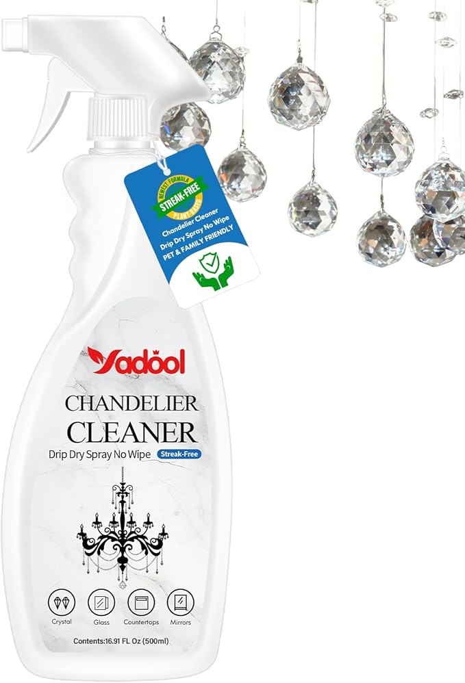 Chandelier Cleaner Drip Dry Spray No Wipe, Spray Away Dust Remover for Crystal Shiny, Glass, Figurines & Fine Collectibles, Shines Bright, Spotless & Streak-Free - 16.91 Fl Oz