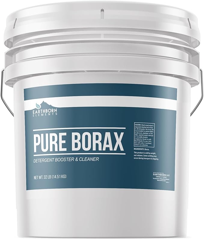 Earthborn Elements Borax Powder (3.5 Gallons), Multipurpose Cleaner & Detergent Booster, Resealable Tub