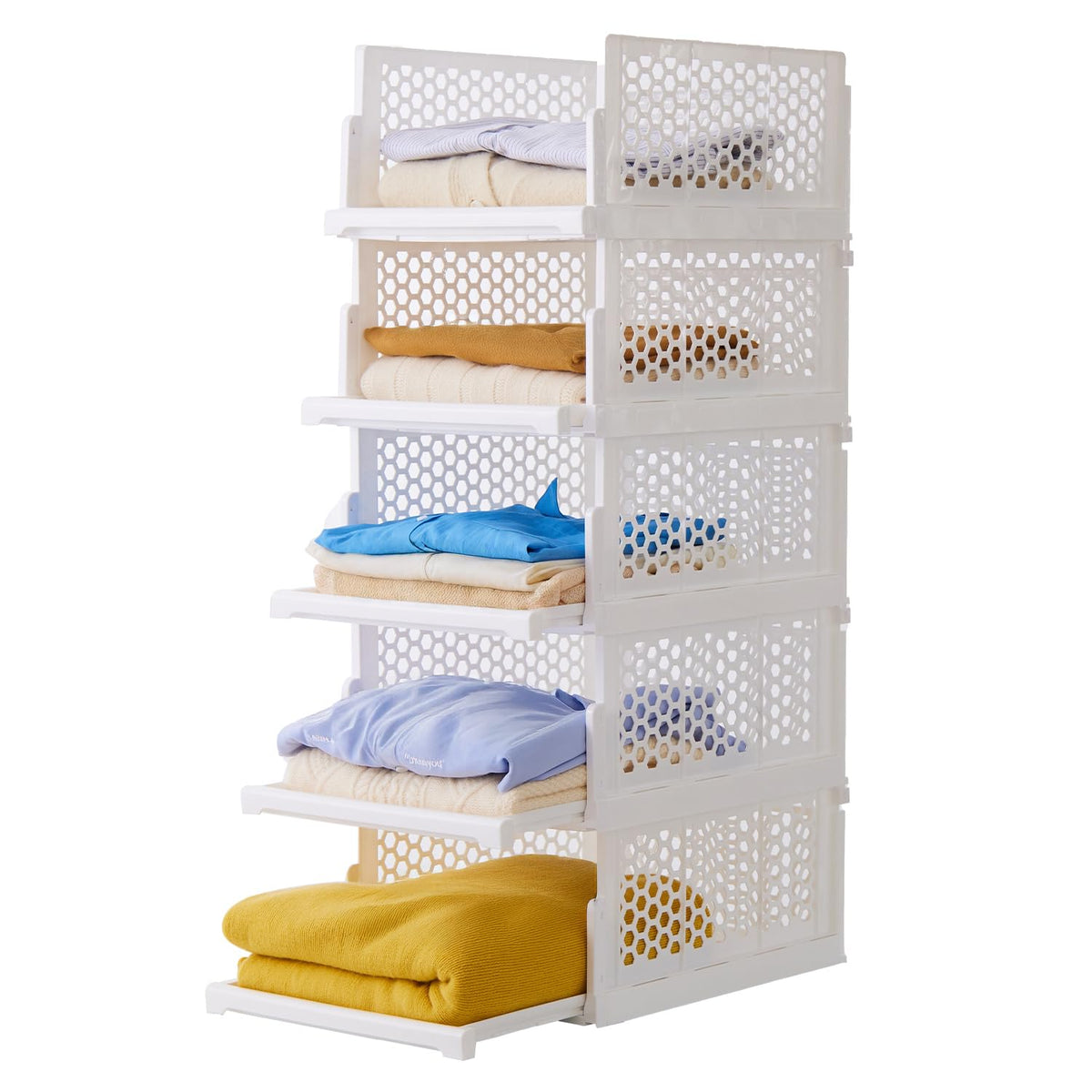 Pull-out Plastic Storage Basket,Stackable Closet | Home Organization - Image 1