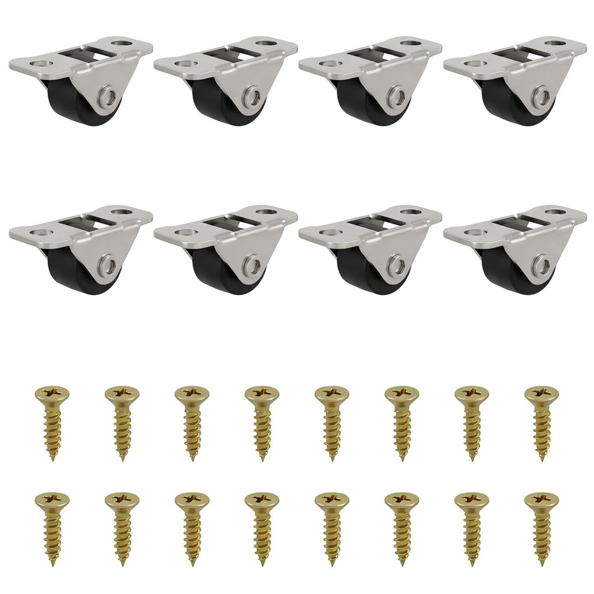 8 Pack Mini Fixed Drawer Rubber Caster Wheels,1/2" Low Profile - Image 2