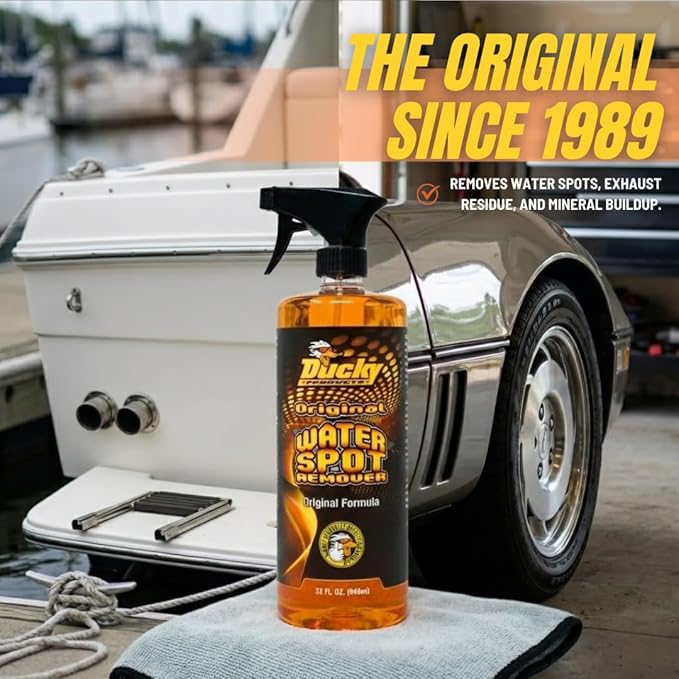 DUCKY PRODUCTS Original Water Spot Remover: Spray for Boat, Car, Motorcycle & RV Exterior Detailing, 32 oz