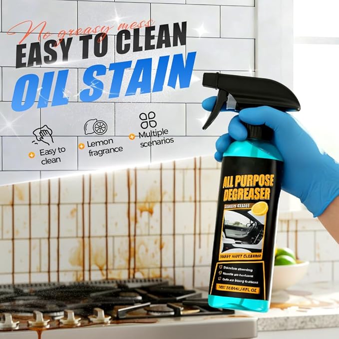 All Purpose Degreaser for Car and House, 2026 New Heavy Duty Degreaser | Convenient Oil Stain Remover, Cleaning Solution For Car House Oven Stove Cooktop Counter Quick Stain Removal (1PCS)