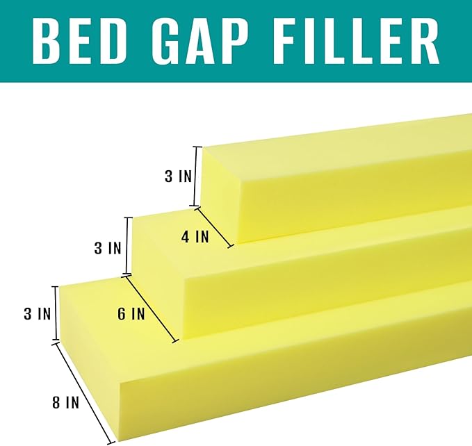 Bed Gap Filler, High Density Foam Mattress Extender for Headboard/Wall Gaps,2-Meter Extra Long Cut-to-Fit Yellow Foam Sponge Strip (78''x6''x3'')