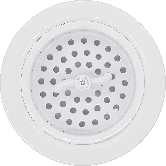 Westbrass D2155-50 Wing Nut Style Large Kitchen Basket Strainer with Waste Disposal Flange and Stopper, Powder Coat White