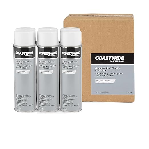Coastwide Professional Stainless Steel Cleaner and Polish, Lemon Scent, 15 Oz., 6/Carton