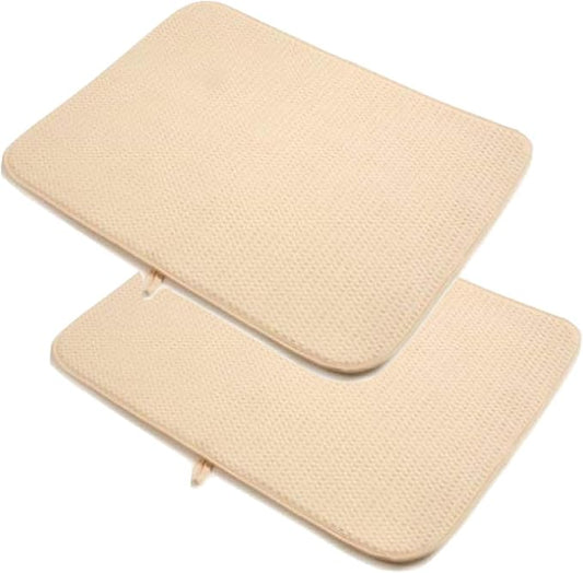 2 X Norpro 16" X 18" Durable Microfiber Dish Drying Mat Cream 359E