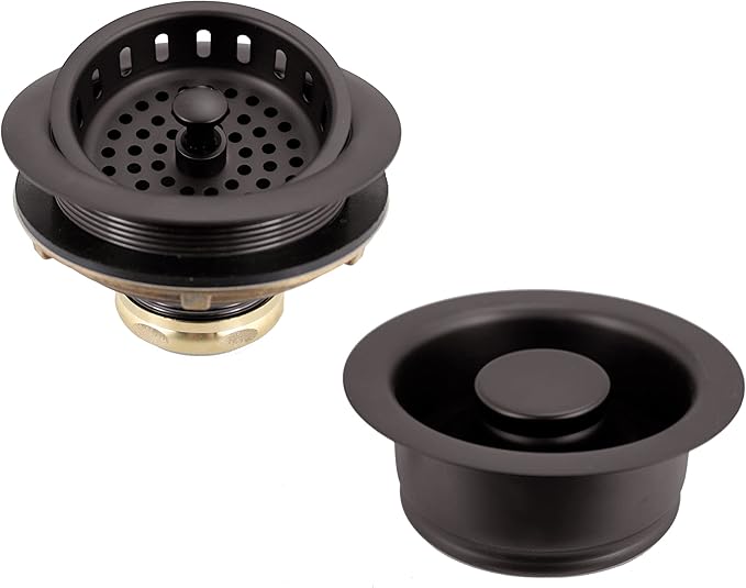 Westbrass D2165-12 Post Style Large Kitchen Basket Strainer with Waste Disposal Flange and Stopper, Oil Rubbed Bronze