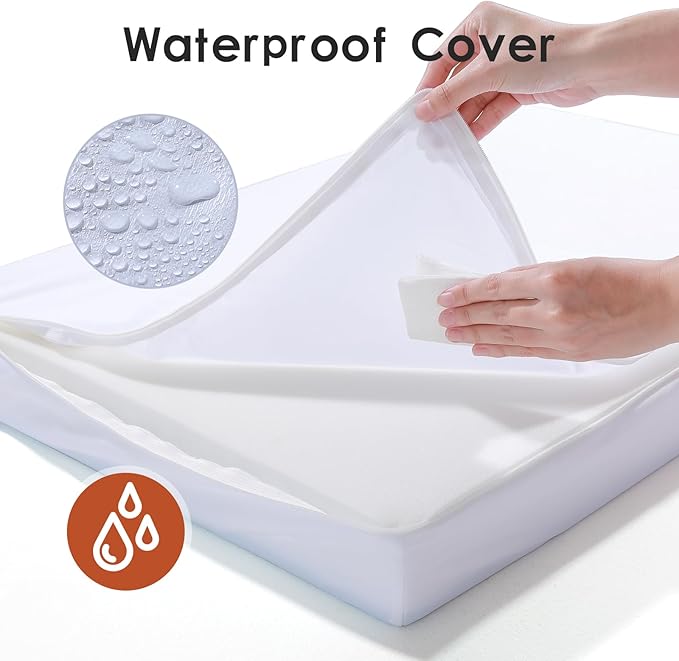 Orthopedic Dog Beds Large Sized Dog, Memory Foam Pet Bed for Large Dogs, Removable and Washable Microsuede Cover, TPU Waterproof Liner, Nonskid Bottom, 41x27x6 Inches, Khaki