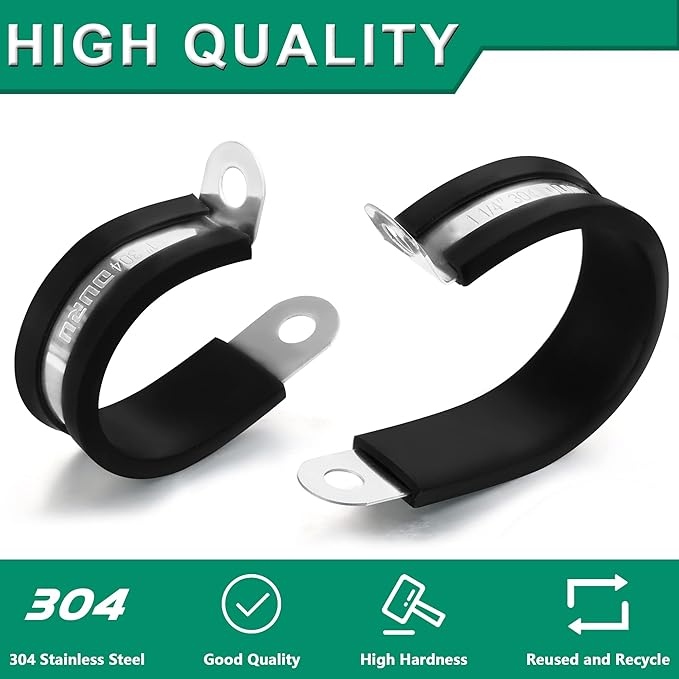 15PCS 3/4 Inch Cable Clamps with 35PCS Screws Assortment Kit 304 Stainless Steel Rubber Cushioned Insulated Cable Clamp, Automotive Wire Pipe Clamps(19mm)