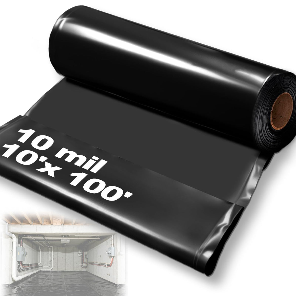 10'x100' Black Crawl Space Vapor Barrier - Image 1