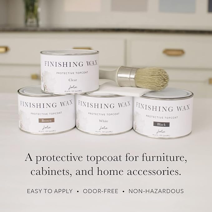 Jolie Finishing Wax - Protective topcoat Paint - Use on interior furniture, cabinets, walls, home decor and accessories - Odor-Free, Non-Hazardous - Clear - 120 ml